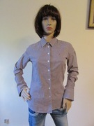 TOMMY HILFIGER damska koszula w biało-bordową kratkę jak nowa _ S