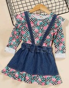 Komplet kwiaty jeans 116
