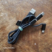Kabel 3w1 USB Micro Typ C Lightning iPhone z transmisją danych 1m Setty