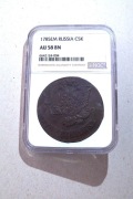 Rosja 5 kopiejek 1785 Katarzyna II  NGC AU58  BN