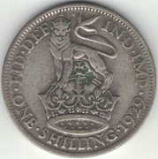Wielka Brytania 1 szyling shilling 1929 - 23,59 mm - srebro Ag - nr 3
