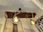 Lampa sznur jutowy 2xe27 belka rustykalna loft handmade klosze
