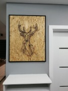 Obraz geometryczny jeleń czarna ramka string art 