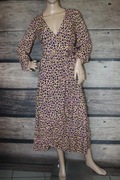 Laurella * maxi kopertowa sukienka panterka wiskoza XS