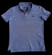 Superdry Super dry t-shirt oryginalna szara koszulka polo rozmiar L