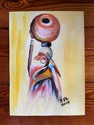 Afrykański obraz z Ghany sygnatura 3EL