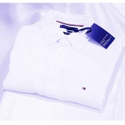 Tommy Hilfiger M Regular krótki lniana koszula biała th len hugo boss ck