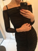 sukienka czarna z drapowaniem xs hiszpanka off shoulder tiulowa