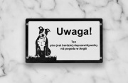 Srebrna tabliczka „Uwaga pies” – personalizowana | Border Collie, Amstaff
