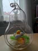 OZDOBA stojąca GRUSZKA SZKLANA figurka Wielkanoc VINTAGE RETRO las w szkle