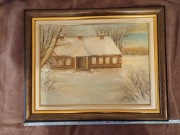 Obraz olejny na płótnie - wieś zimną 40x50