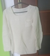 Sweter ecre że złotą nitką i kieszonką