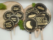 Pikery ozdoba patyczki urodziny czarno-złote