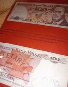 2 x Banknot PRL 100 zl i ilustracje zestaw 2x antyrama prezent 