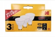 Żarowki LED 4,9W GU10 Kodak 470 Lumen Barwa Ciepła Biala 9 Szt.