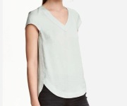 Top H&M XS 35 miętowy z krótkim rękawem, bluzka damska z rękawkiem