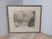 Akwaforta sygnowana ołówkiem Anders Heller Malarz w pracowni Szwecja