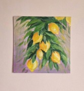 Obraz ręcznie malowany 25x25 akrylowy , cytryny