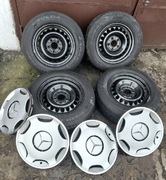 Mercedes 6,5Jx15H2 ET37 Koła + Kołpaki Chrom Felgi Stalowe Opony 195/65R15