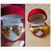 2 pary kolczyki serca serduszka kolor złoty wkręty sztyfty stal okazja