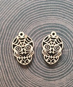 kolczyki drewniane czaszka5 hand made decoupage scrapbooking baza