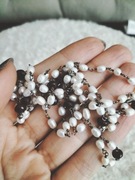 Długi naszyjnik z pereł i granatu vintage retro srebro