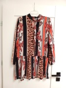 boohoo 38M 36S panterkowa bluzka z dlugim rekawem tunika w panterke