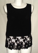 CZARNA BLUZKA Z KORONKOWYM DOŁEM rozm M / 38 (A067) 