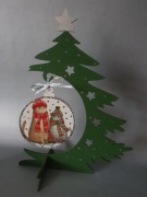 Stroik świąteczny choinka bombka kot decoupage