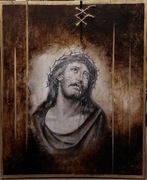 Ikona wykonana na  desce, Decoupage. Jezus.