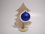 Stojak / wieszak na bombkę 10cm z bombką drewniany