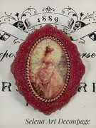 Dekoracyjny medalion vintage decoupage shabby chic Prowansja dama