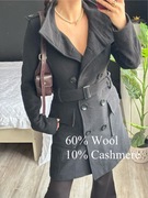 Klasyczny płaszcz premium Hallhuber S wełna kaszmir czarny midi