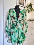 Elegancki kombinezon Boohoo L | playsuit | szyfonowe rękawy | wesele/party