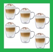 ZESTAW 6SZT SZKLANKI TERMICZNE 300ML Z UCHEM