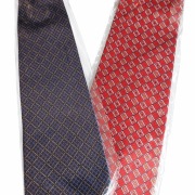 Zestaw 2 krawatów  granatowo czarno czerwono/bordowy