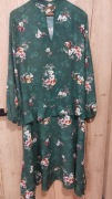 luźna sukienka chic classy HM 42 falbany kwiaty oldmoney  boho wiskoza 