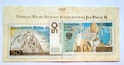 Folder pierwszy polski banknot kolekcjonerski Jan Paweł II  dla 50 zł 