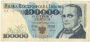 100.000 złotych 100000 zł 1990 wyjątkowo rzadka seria BB Szparło L8