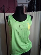 Bluzka na ramiączkach bawełniana dziury limonka