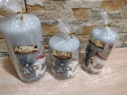 Świece bożonarodzeniowe Adpal zestaw pieńków ze skrzatem szare