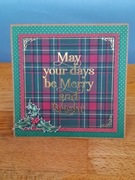 Kartka świąteczna, rękodzieło, bordowo-zielona 15x15 cm