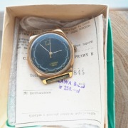 SLAVA ZEGAREK MĘSKI QUARTZ POZŁACANY VINTAGE KOMPLET