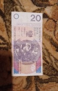 Banknot 20zł radar seria 0160610 rocznik 2016 stan obiegowy.