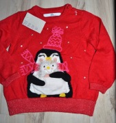 351* M&S Kids Świąteczny sweter pingwinki 1,5/2 lat_ 92 cm