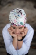 Turban Jersey kwiat wiśni. 