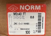 Śruba imbusowa DIN 912 M10x40 8.8 ocynk 100szt NORM Fastenersco