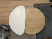 zestaw stolików kawowych - drewniany + biały