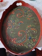 Ręcznie malowana piekna drewniana taca 34x25