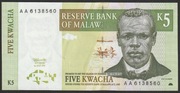 Malawi 5 kwacha 1997 - AA - stan bankowy UNC
